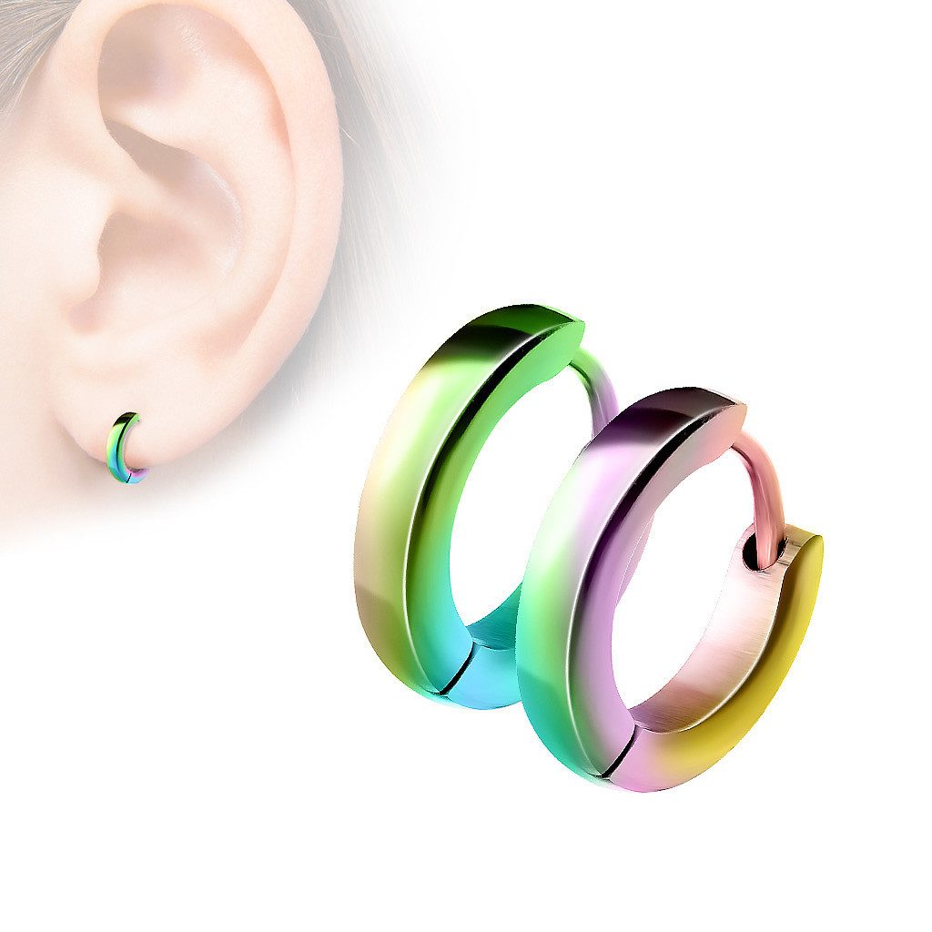 Taffstyle Paar Creolen Klassische Ohrringe Creolen Huggie Hoops Klapp Verschluss Unisex (Elegante Creolen in 5 Farben aus Chirurgenstahl), Schmuck Ohrringe Creolen Frauen Damen Schmuck Geschenke zum Geburtstag