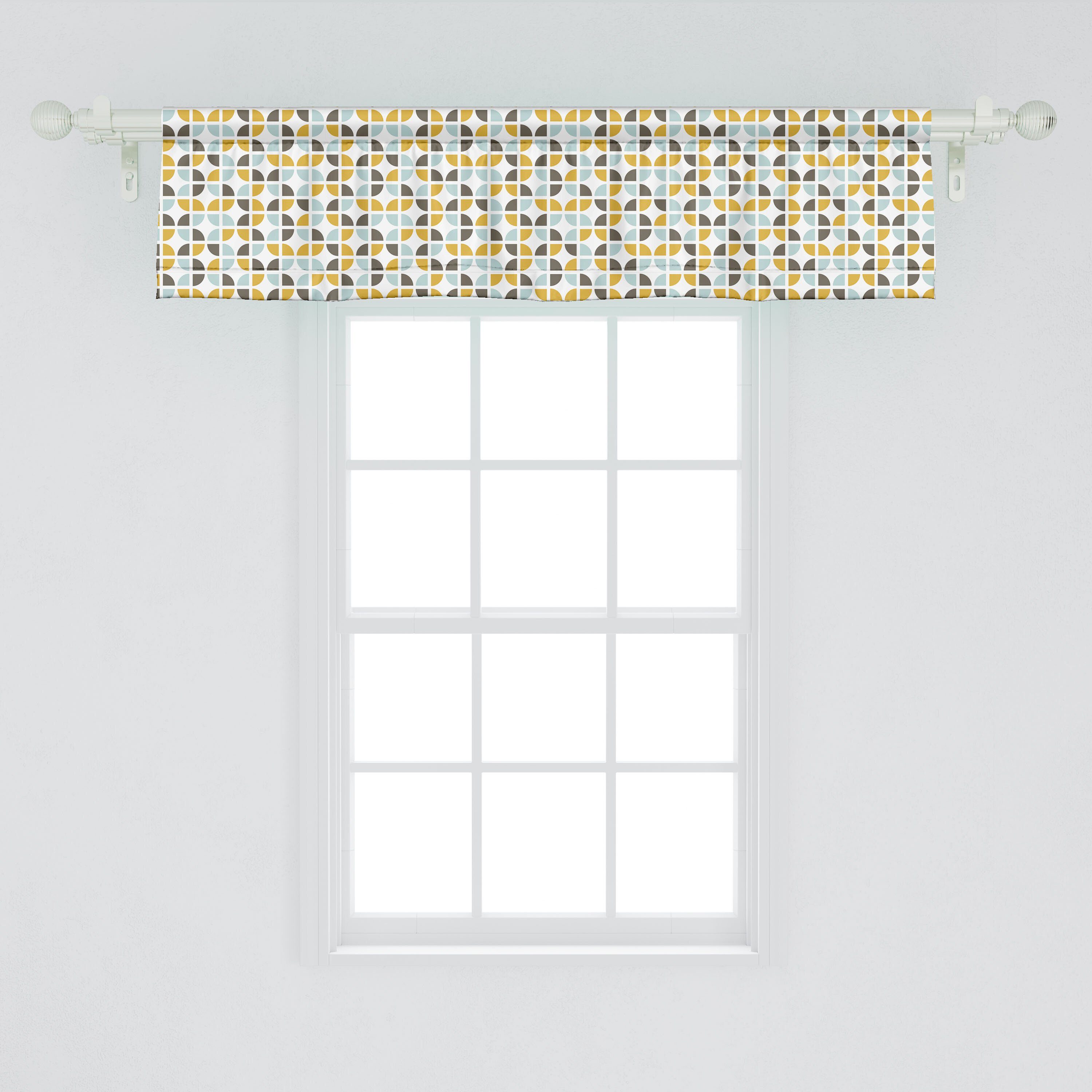 Scheibengardine Vorhang Volant für Dekor Mid-Century Schlafzimmer mit Microfaser, Stangentasche, Abakuhaus, Abstrakt Design- Küche Retro