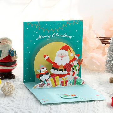 Gontence Weihnachtskarte 4 Stück 3D Weihnachtskarten Pop Up Grußkarte, Grün