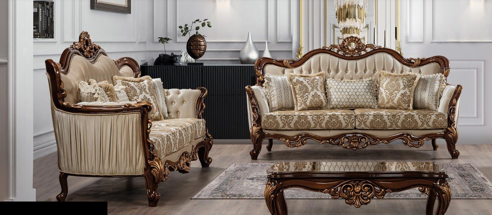 JVmoebel Wohnzimmer-Set, Luxus Garnitur Sofagarnitur 3+3 Sitzer Couchtisch Couch Sofas Set