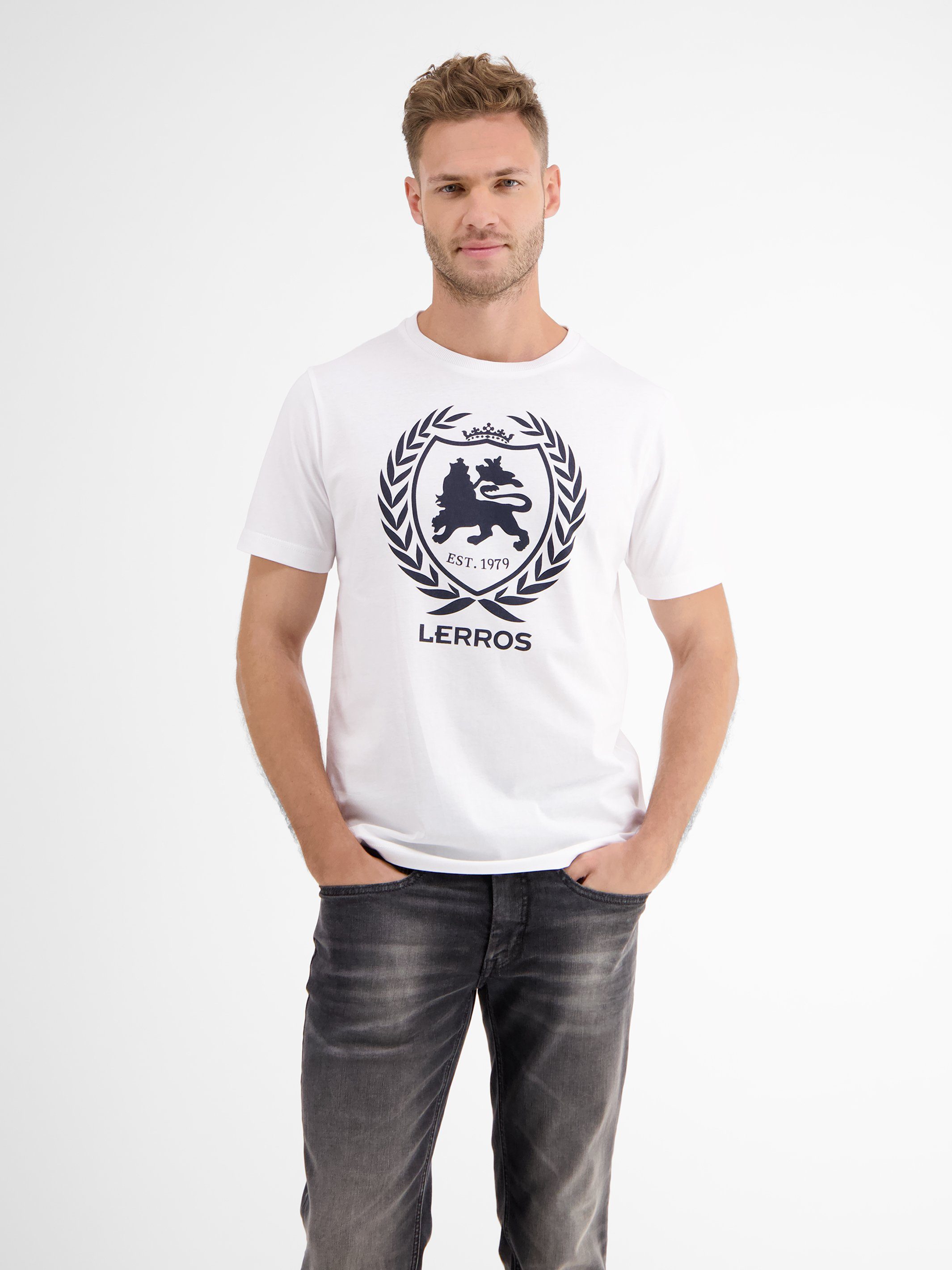 Logoprint T-Shirt LERROS T-Shirt, WHITE LERROS