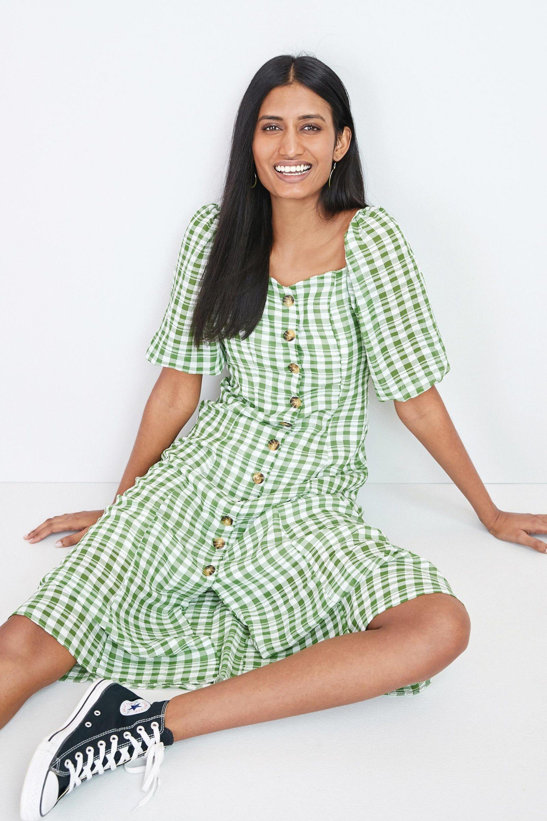 Next Karokleid »Kleid mit Knopfleiste und Vichykaro« (1-tlg) online kaufen  | OTTO