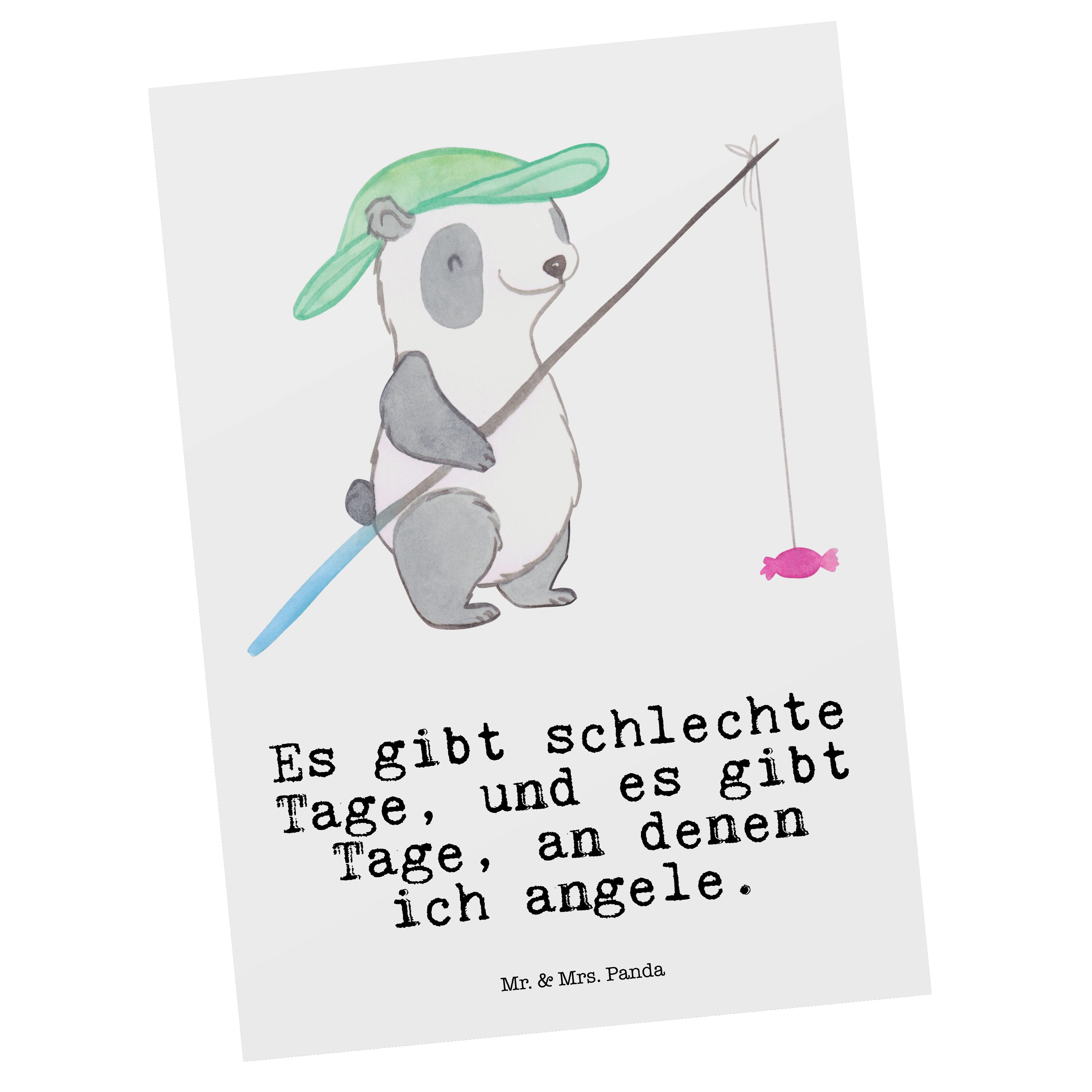 Mr. & Mrs. Panda Postkarte Panda Angeln Tage - Weiß - Geschenk, Hobbyangler, Hobby, Schenken, Ei