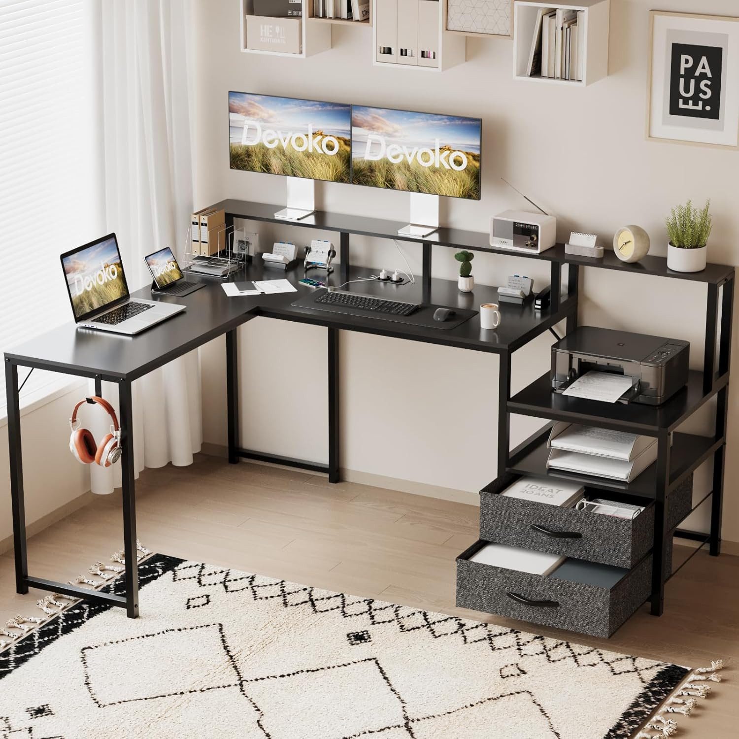 HOMALL Eckschreibtisch Schreibtisch Computertisch L-förm Eckschreibtisch günstig online kaufen