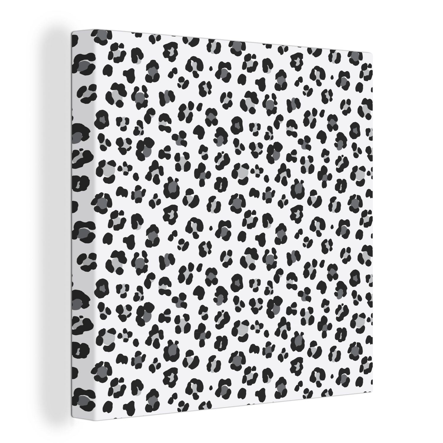 OneMillionCanvasses® Leinwandbild Panther Druck - Grau - Flecken, (1 St), Leinwand Bilder für Wohnzimmer Schlafzimmer