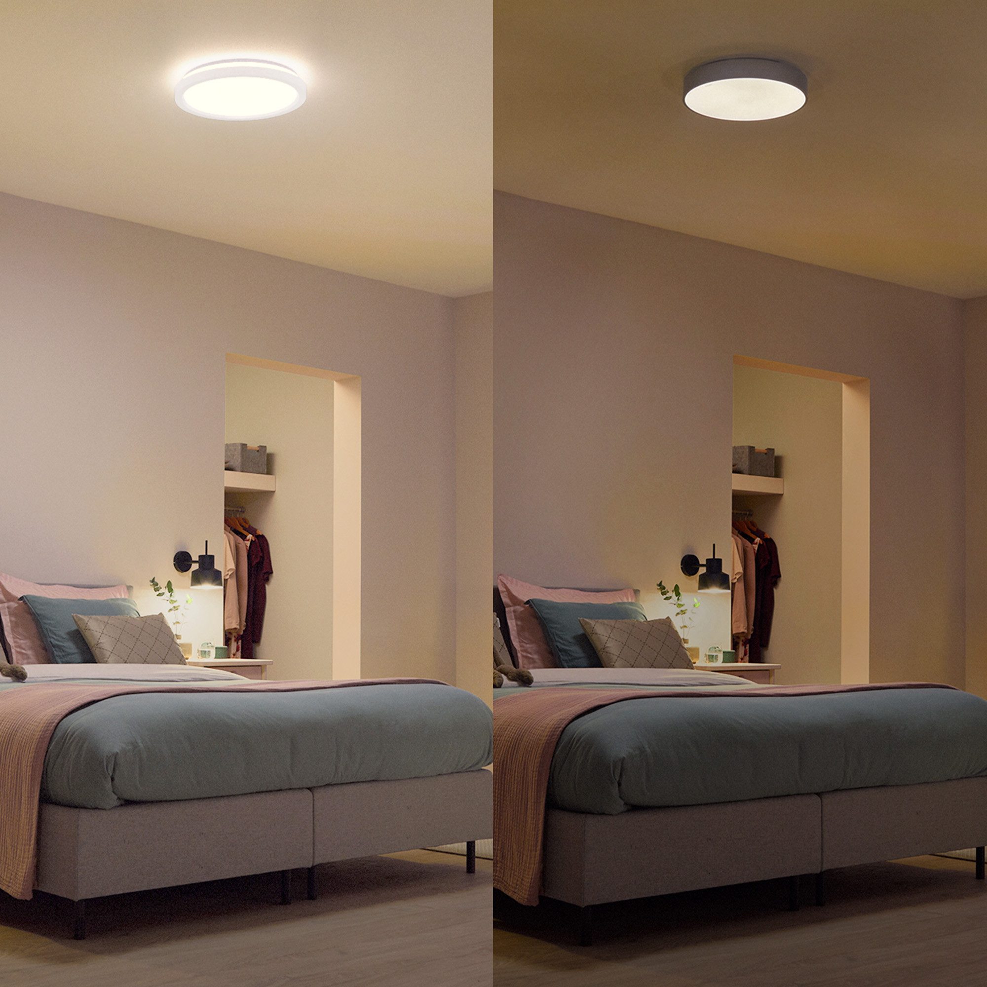 Philips LED Deckenleuchte Multipack 2x All In One 24W, 2400 Lumen, 30cm rund, CCT - über Fernbedienung, Dimmer, Dimmfunktion, Farbsteuerung, Fernbedienung, Infrarot inkl., Memoryfunktion, dimmbar über Fernbedienung, mehrere Helligkeitsstufen, LED fest integriert, warmweiß - kaltweiß, inkl. Fernbedienung