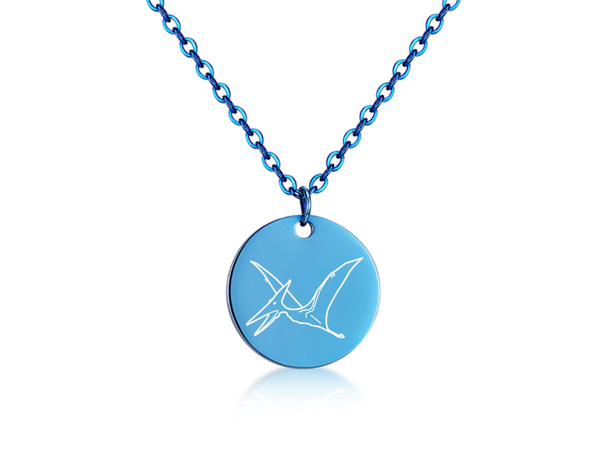 Farben mit Halskette Anhänger Edelstahl, blue zwei Längen Pteranodon - Silberkettenstore Anhänger Kette mit vier und