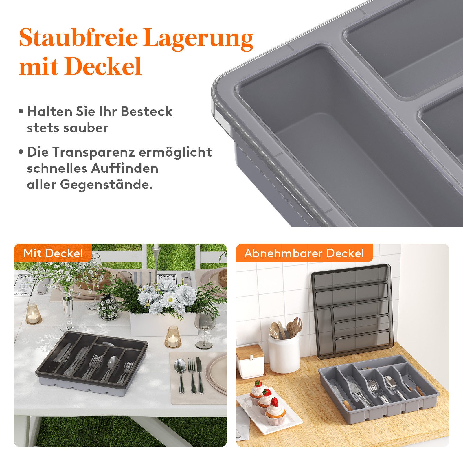 Lifewit Besteckeinsatz Besteckaufbewahrung für Küchenschublade und günstig online kaufen