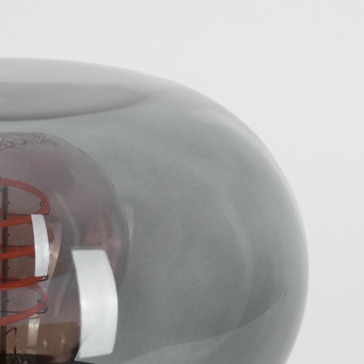 hofstein Tischleuchte moderne Nachttischlampe aus Schwarz/Rauchfarben, 1 runde x Metall/Glas Höhe in Leuchtmittel, Tischlampe, m. 22cm, E27 ohne 15cm, Ø An-/Ausschalter