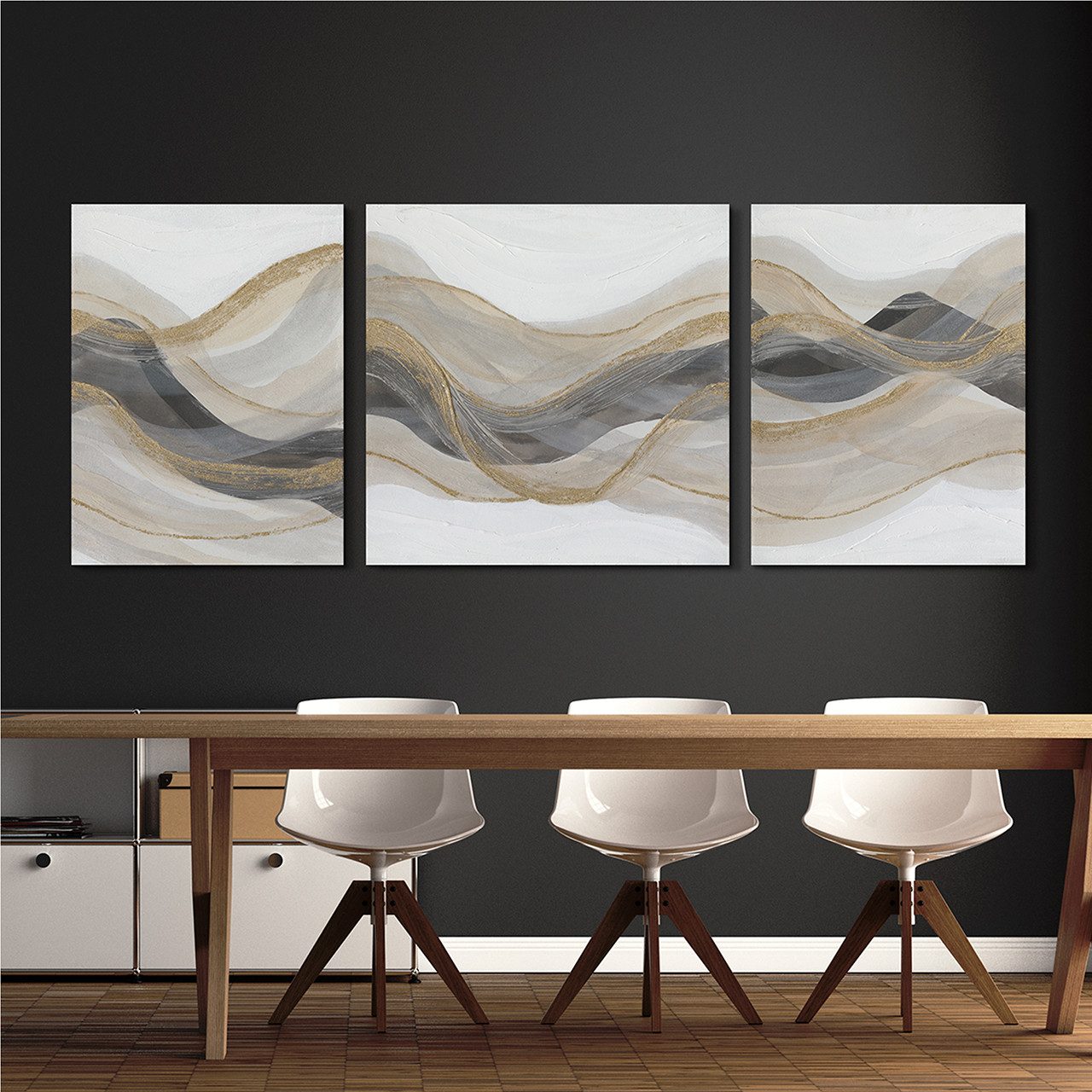 ArtUniverse Gemälde Abstrakte Wellen in Naturtönen 80 x 200 cm, Abstrakt