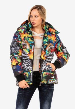 Cipo & Baxx Steppjacke mit buntem Allover-Print