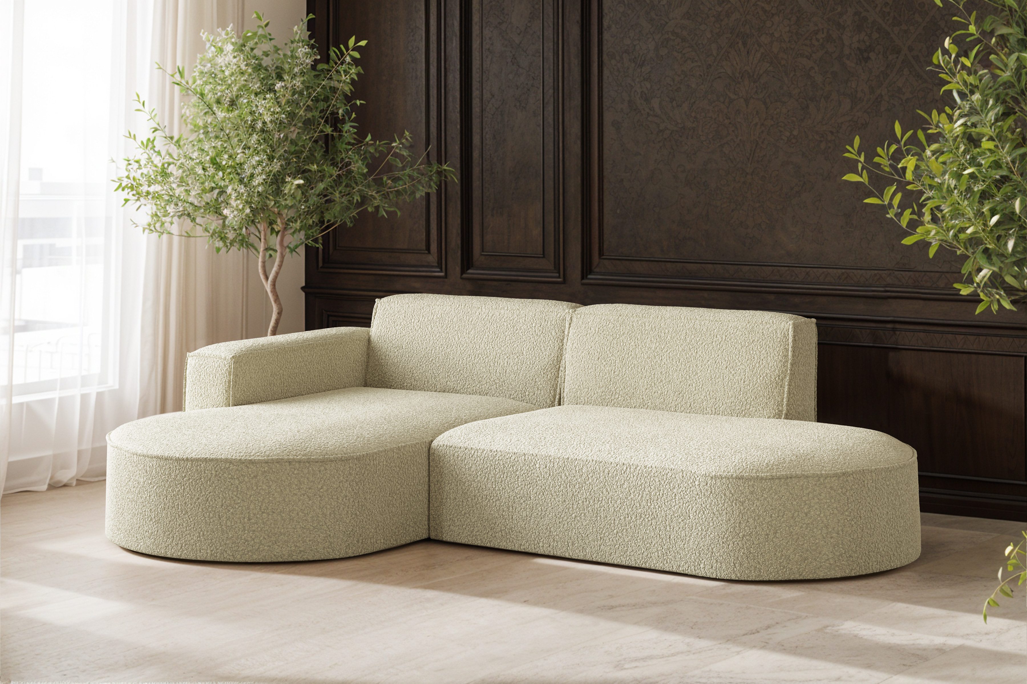 Kaiser Möbel Ecksofa Designer MODENA STUDIO L stoff Cord, Verita,Boucle, Ecksofa, Cord Sofa, L-Form, Links/Rechts wählbar