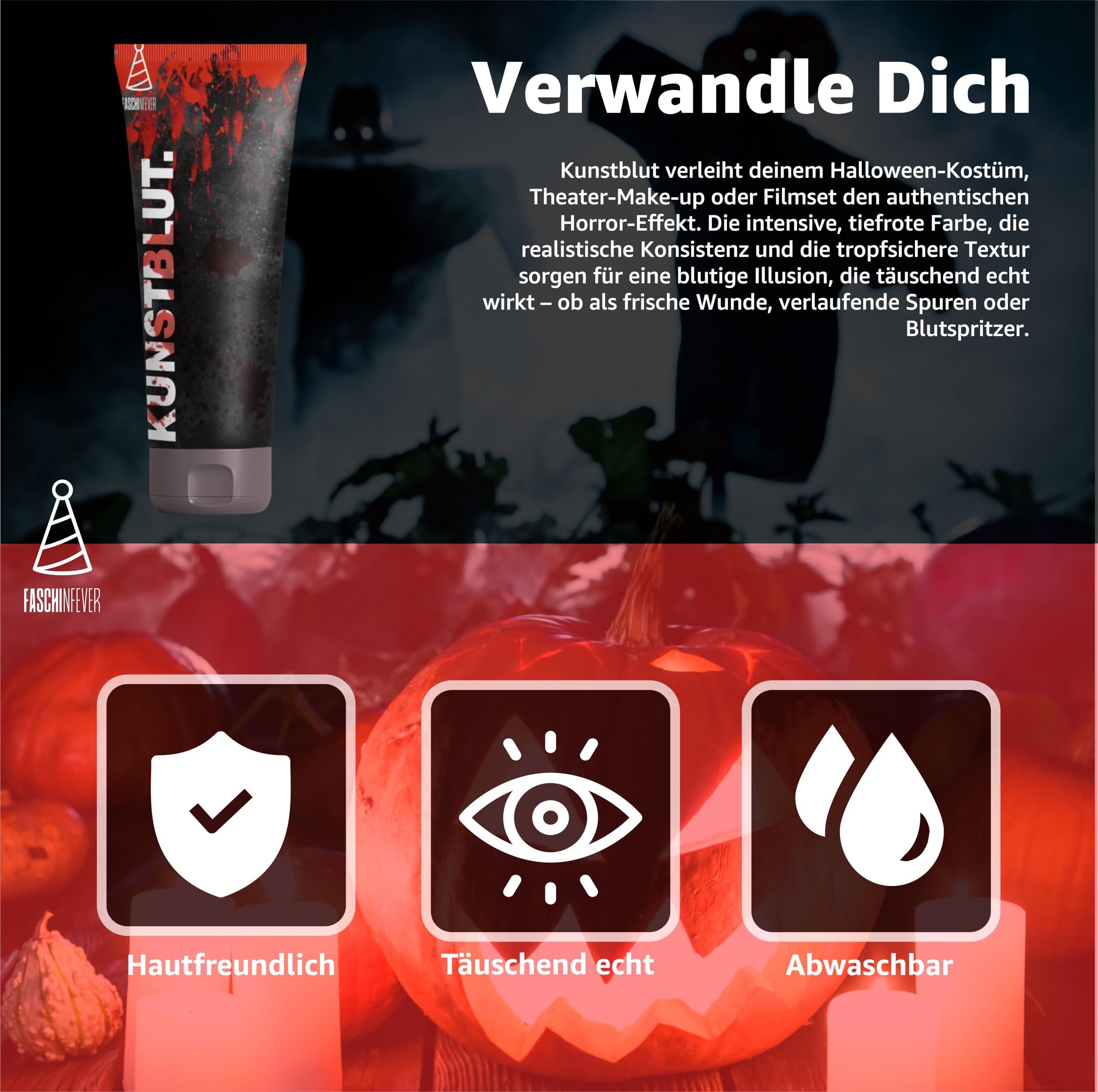 FASCHINFEVER Kostüm 50 ml Blut - abwaschbar & täuschend echt - &Kunstblut zum Schminken