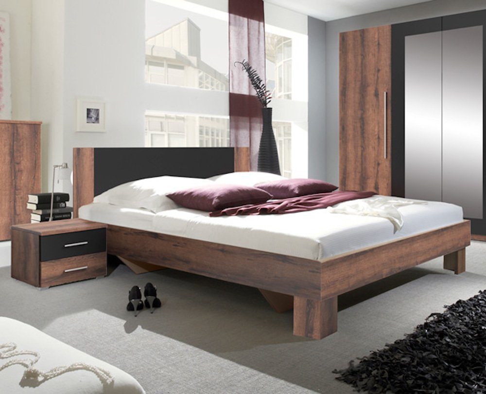 Feldmann-Wohnen Schlafzimmer-Set VERA, (Set, 3-tlg., bestehend aus: - einem Doppelbett und - 2 Nachtkonsolen), geräumig, 160x200cm
