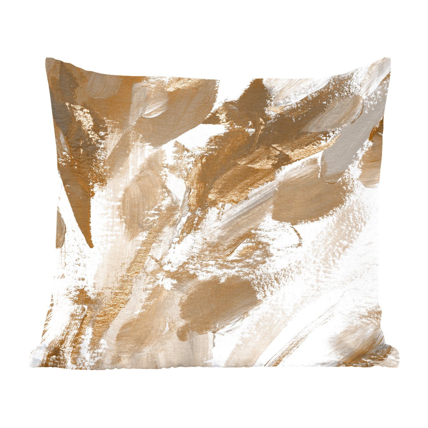 MuchoWow Dekokissen Farbe - Gold - Weiß, Zierkissen mit Füllung für Wohzimmer, Schlafzimmer, Deko, Sofakissen