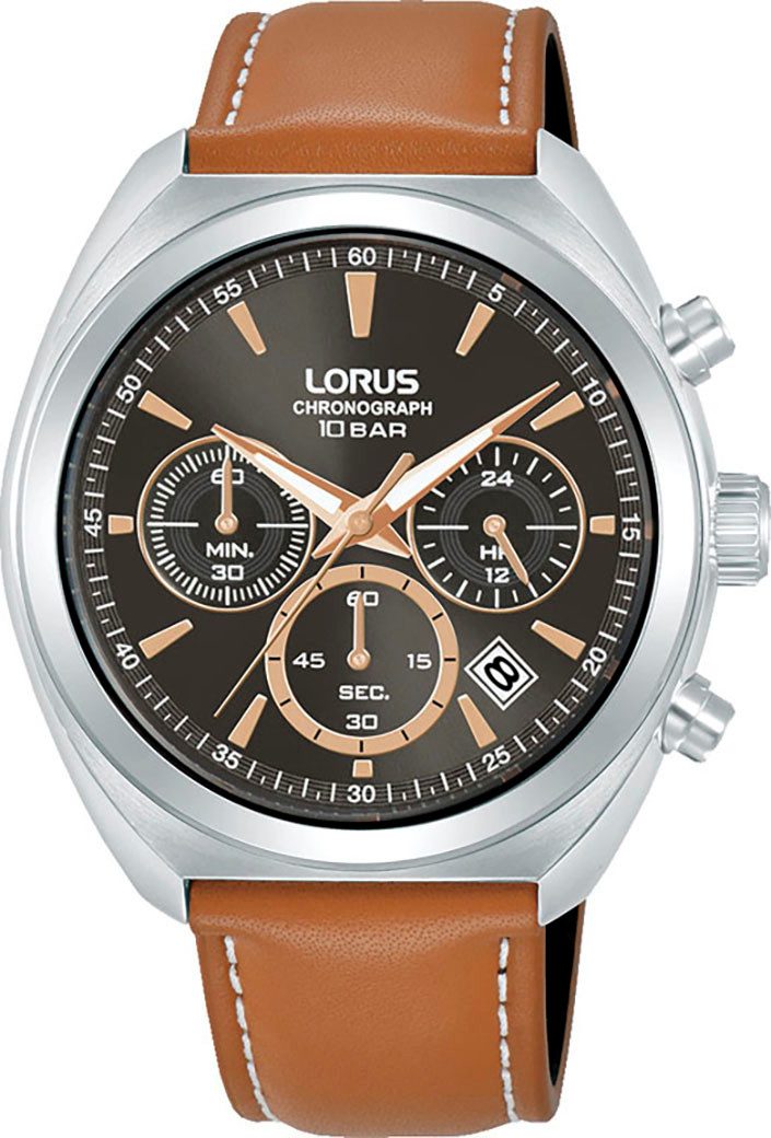 LORUS Chronograph RT387KX9, Quarzuhr, Armbanduhr, Herrenuhr, Lederarmband, analog, Tag