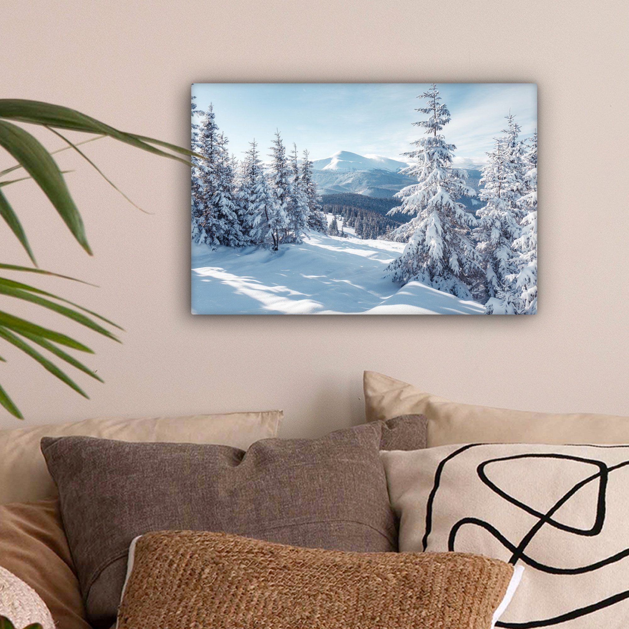 OneMillionCanvasses® Leinwandbild Winterlandschaft - Natur - Berge - Bäume günstig online kaufen