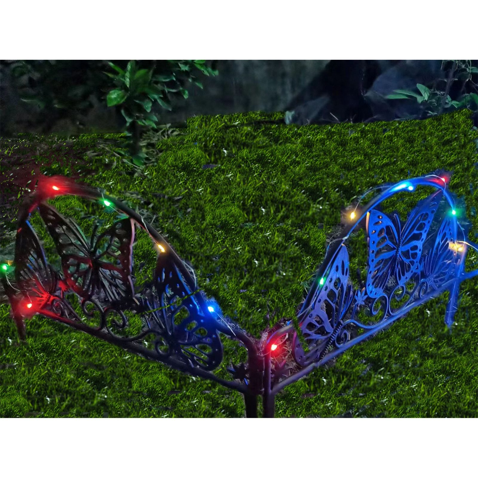 HTI-Living Zierzaun Zierzaun Nessa Solar Schmetterling 4-teilig Braun, (Stück, 4-St., 4 Zaunelemente inkl. Solarbeleuchtung), Beeteinfassung Kunststoff witterungsbeständig