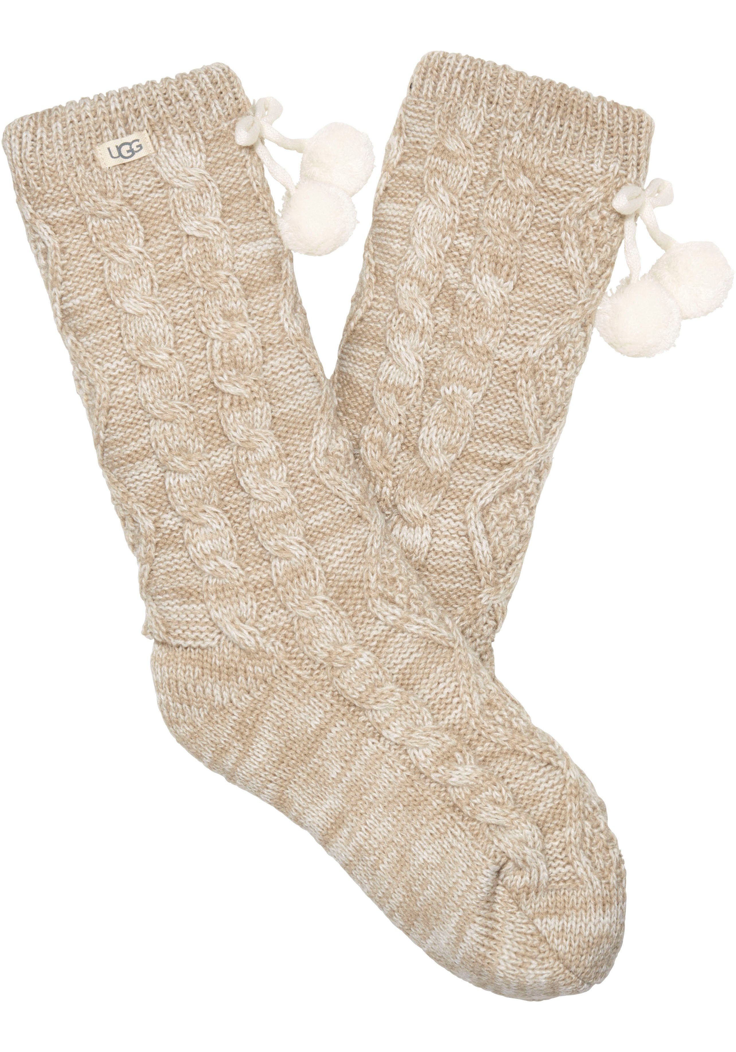 UGG Strümpfe W FLEECE SOCK LINED POM CREAM CREW POM