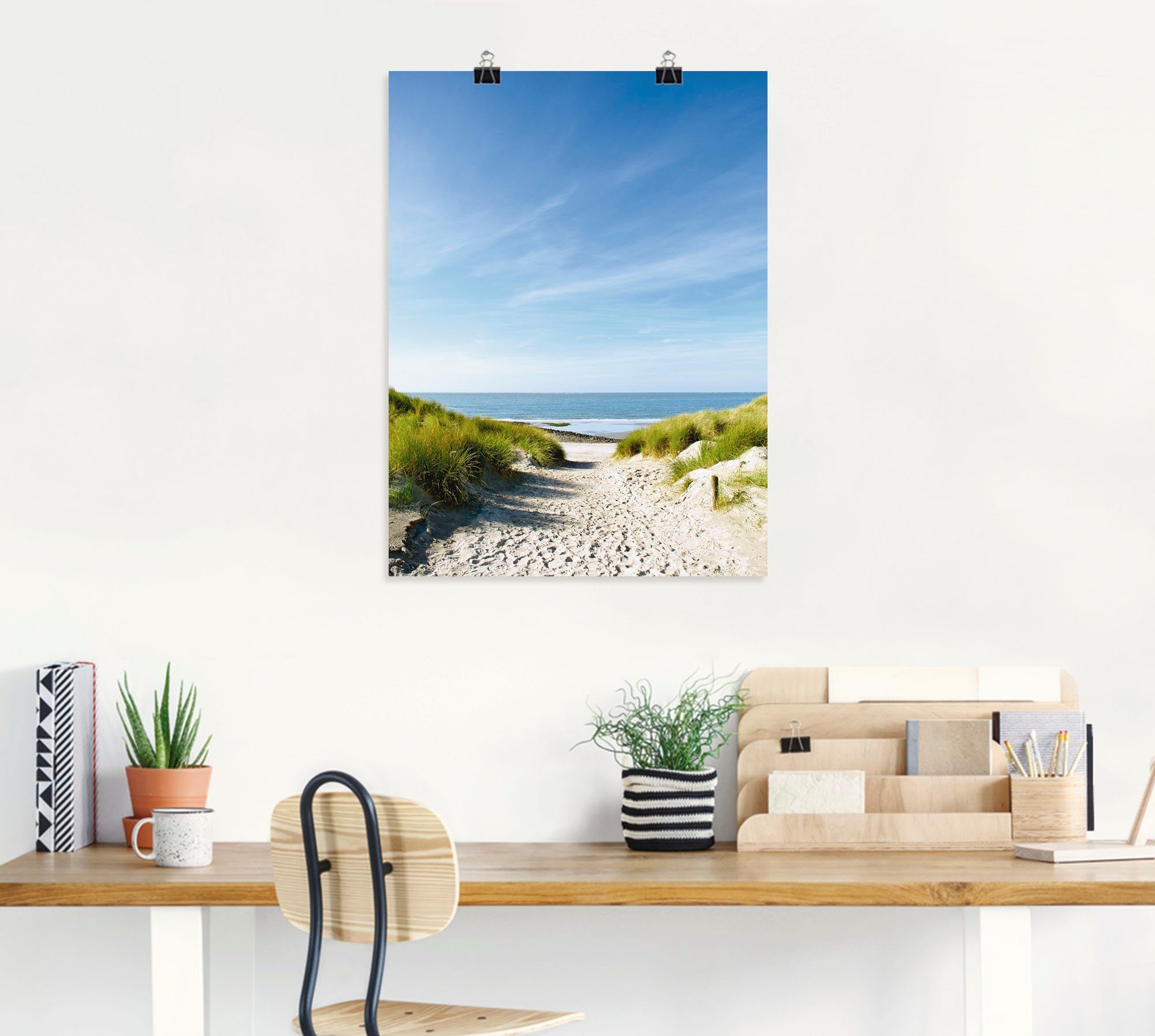 Artland Poster Strand mit Sanddünen und Weg zur See, Strand (1 St), ohne Rahmen