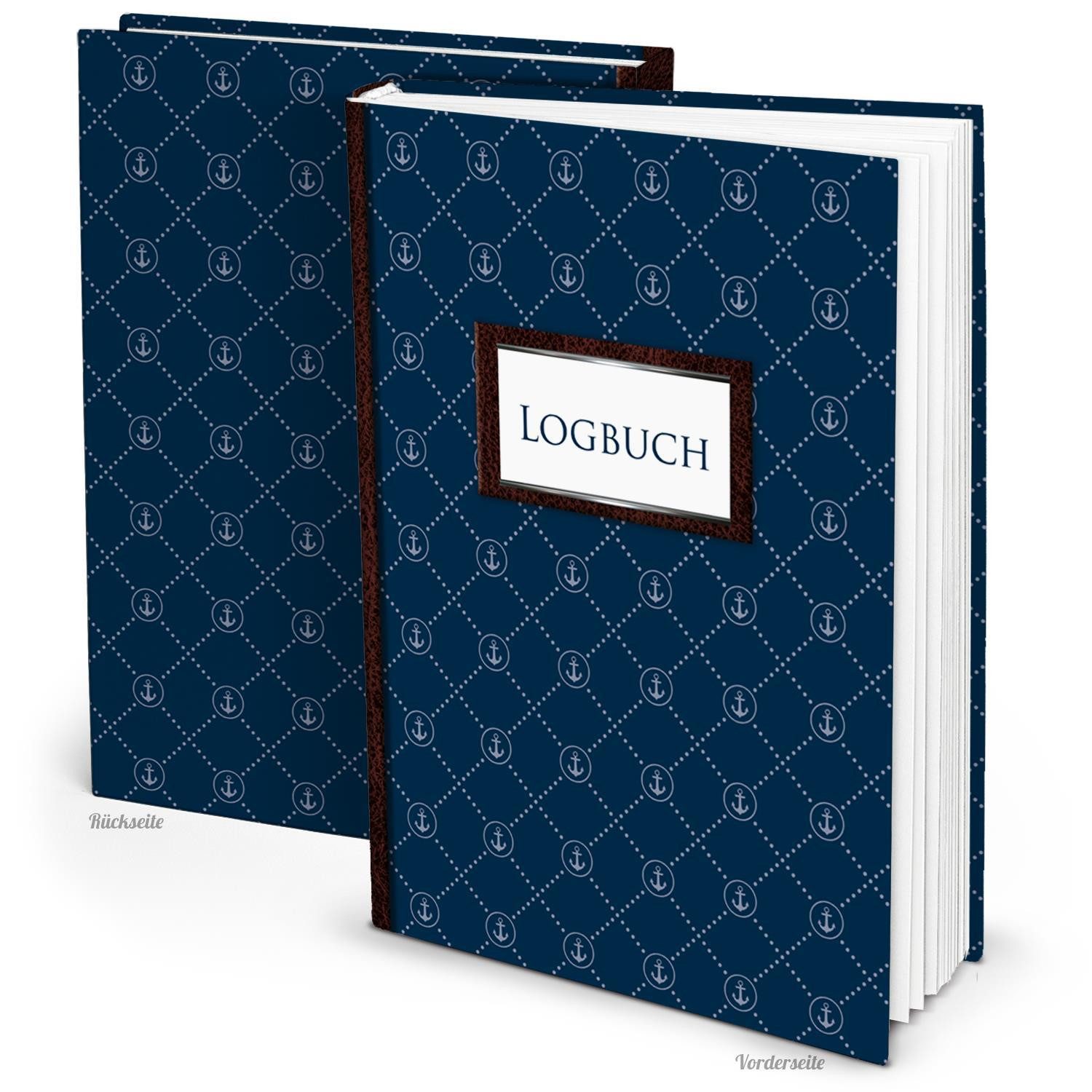 Logbuch-Verlag Dekofigur Großes DIN A4 Logbuch dunkelblau mit ANKER-Motiv - Schiffstagebuch zum