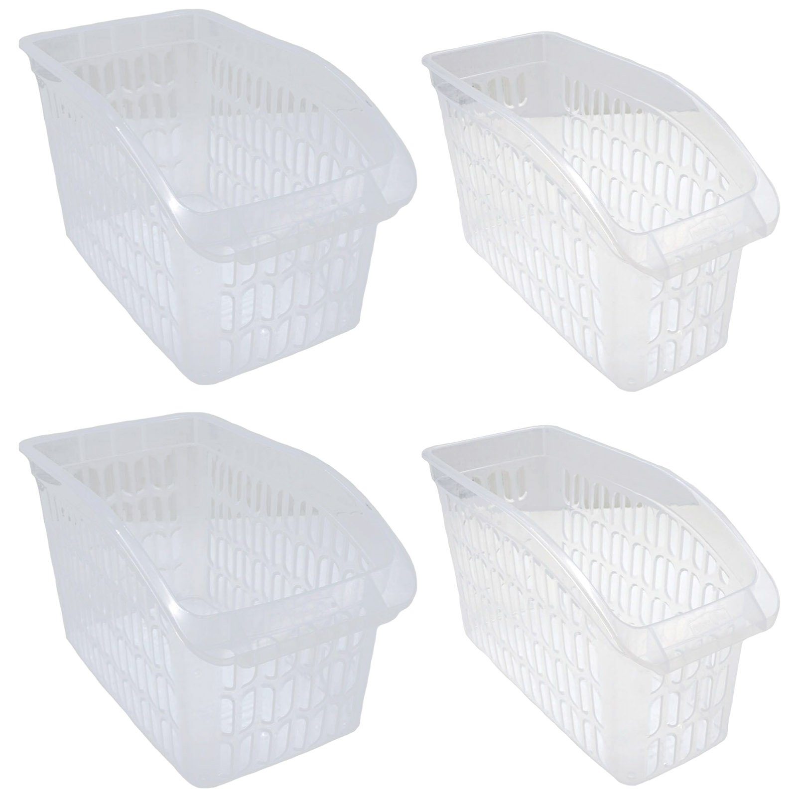 HAC24 Aufbewahrungskorb Aufbewahrungsbox Schrankkorb Regal Organizer Ordnungskorb Kunststoff (Set, 4 St), Transparent