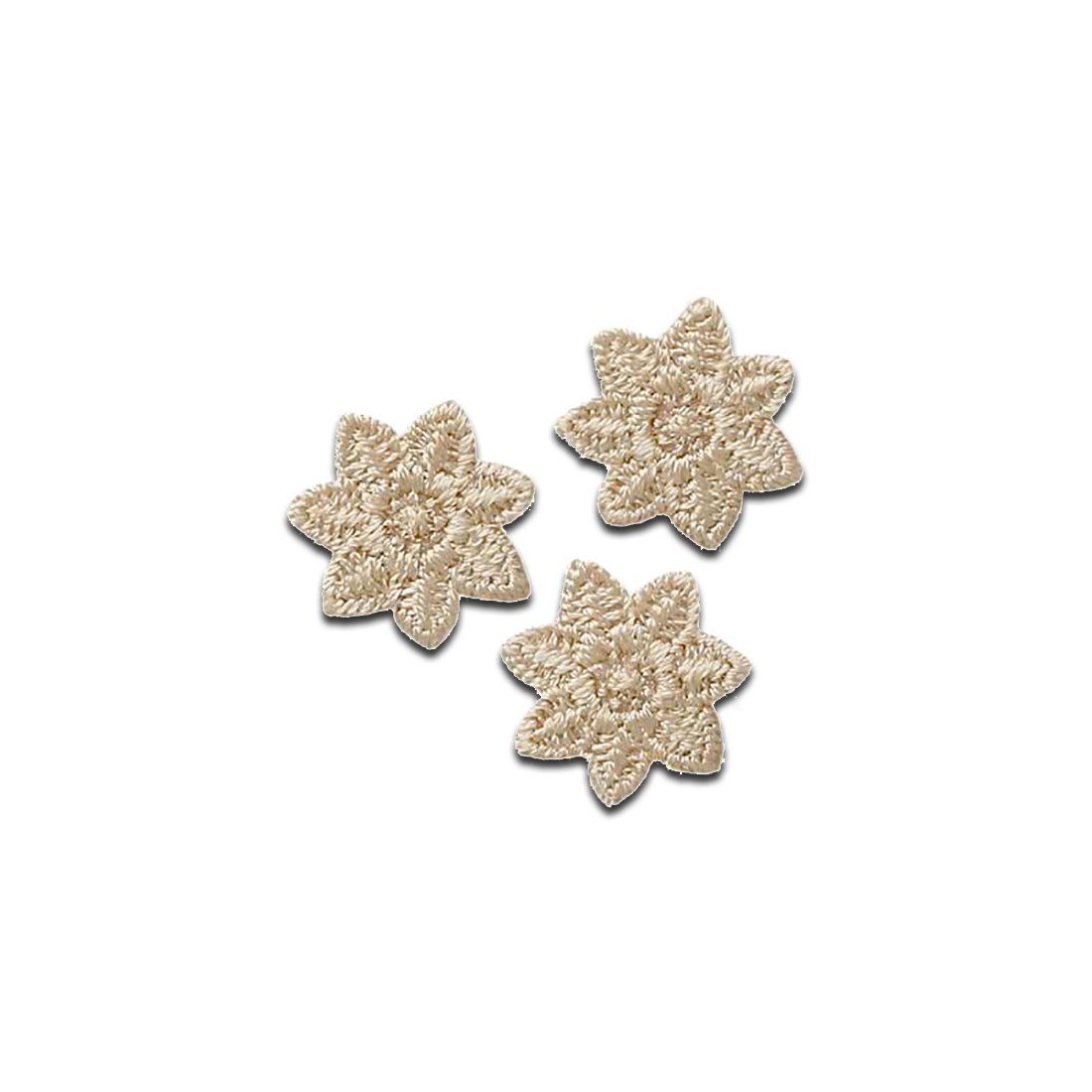 Mono-Quick Aufnäher Bügelbild, Aufbügler, Applikationen, Patches, Flicken, zum aufbügeln, PES, NY, RY, 3 Sternchen beige - Größe: 1,5 x 1,5 cm