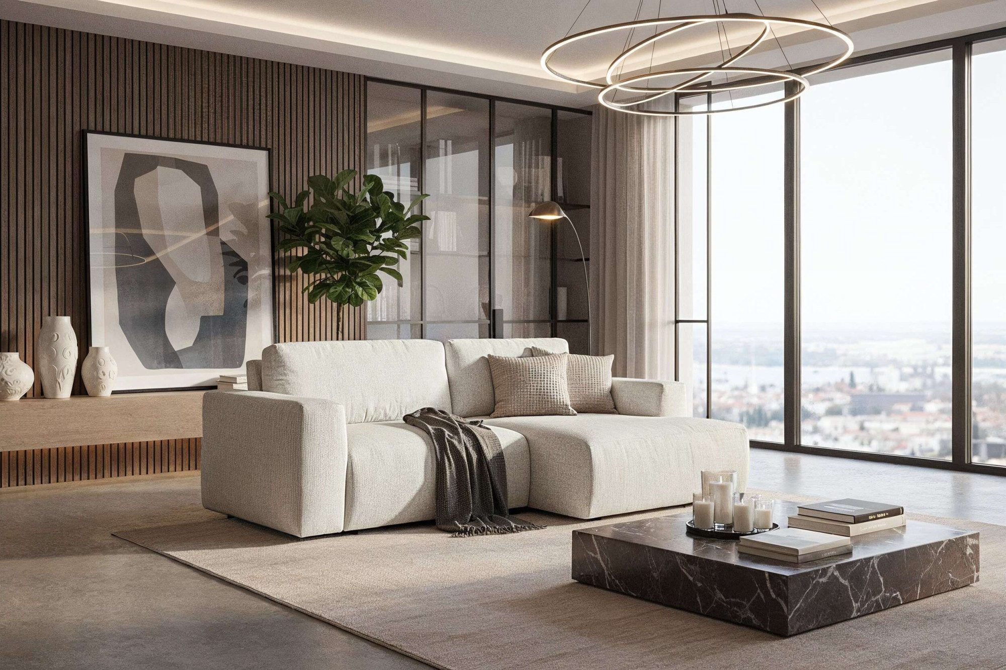 Home affaire Schlafsofa Noord Schlafecksofa, Breite 250 cm, Cord, Struktur, Webstoff, mit Wellenunterfederung, Massivholzrahmen