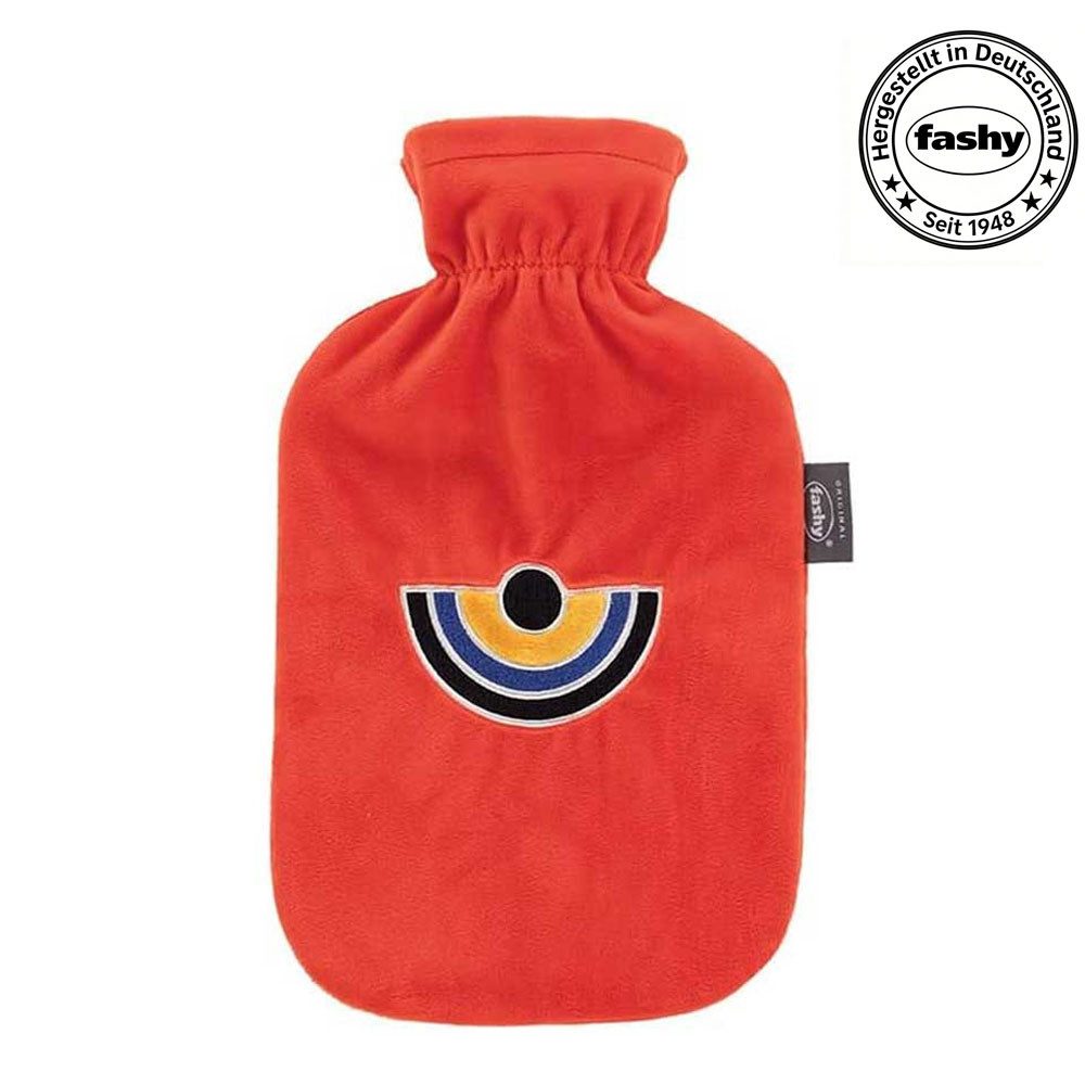 Fashy Wärmflasche Fashy Wärmflasche mit Flauschbezug und Stickerei Halbkreis orange 2 L