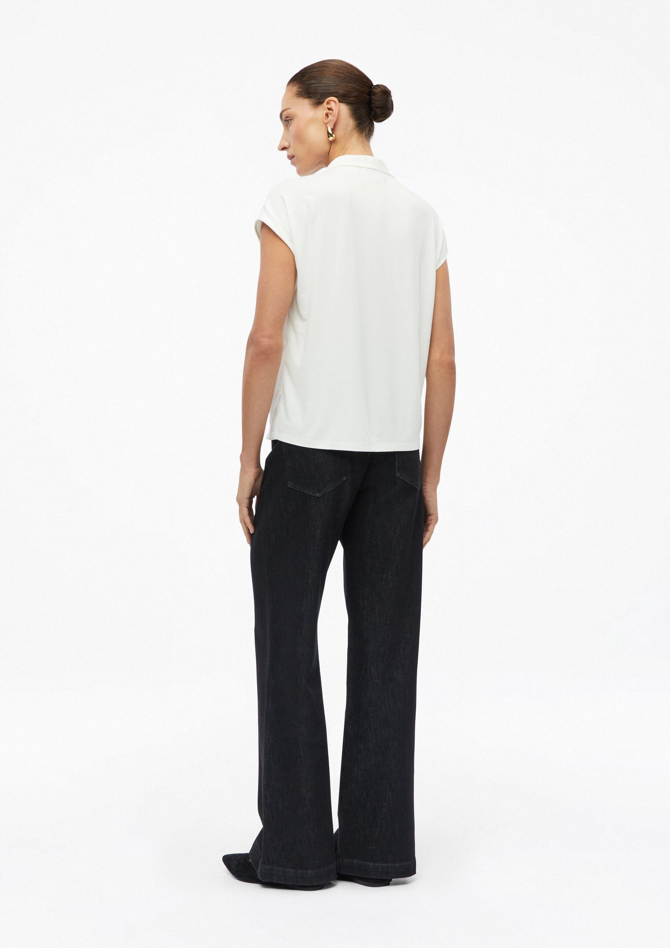 s.Oliver Kurzarmshirt T-Shirt Bluse im Fabricmix mit V-Ausschnitt