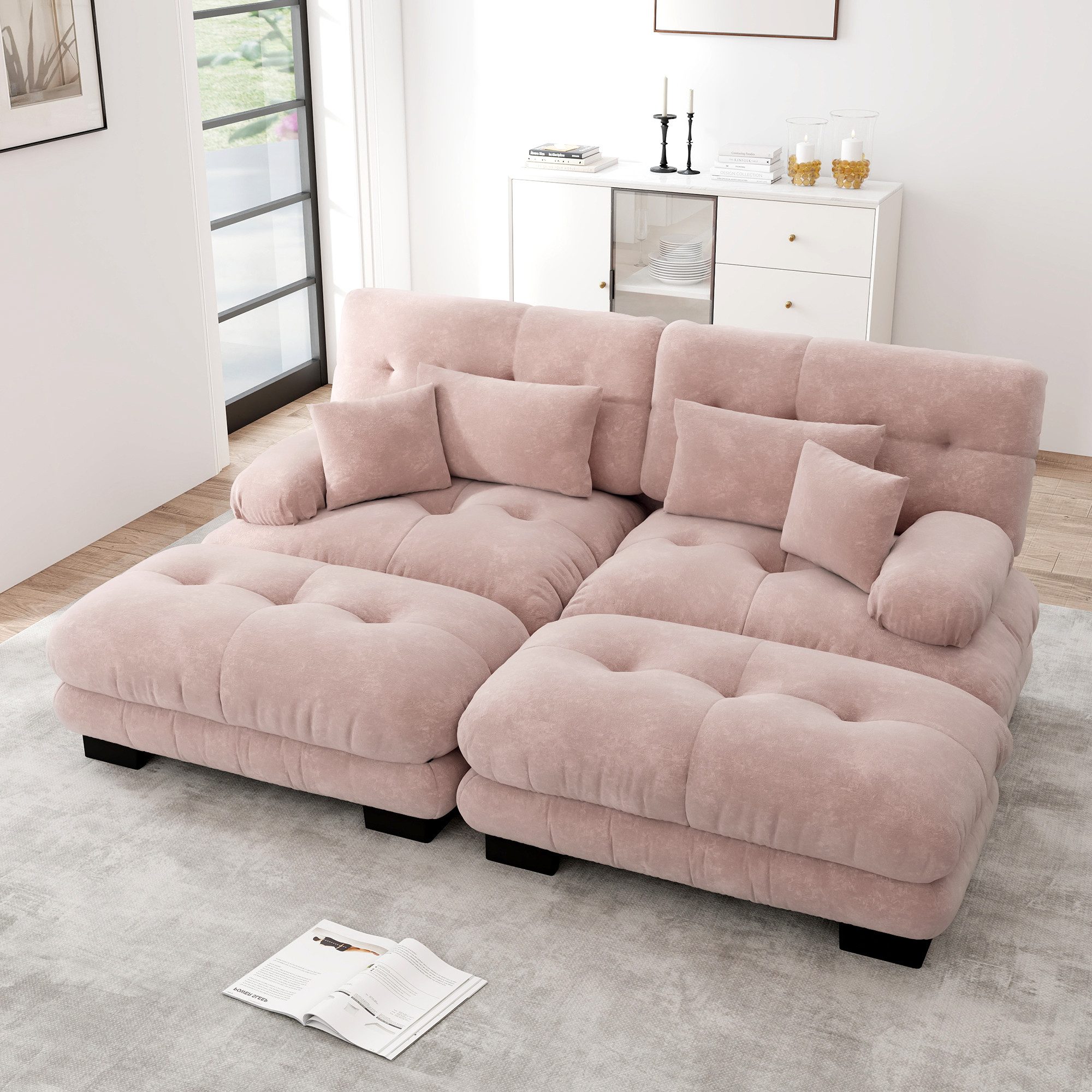 Odikalo 2-Sitzer Schlafsofa Polstersofa Ecksofa, Cloud Ecksofa für Wohnzimm günstig online kaufen