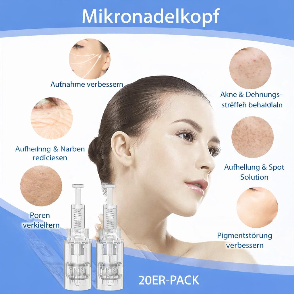 COOL-i ® Micro-Needling Microneedling Pen 0-2,5mm, 9 Stufen, 7 LED-Lichter, 12 Nadelköpfe, Für ergänzende Hautpflege & Hautbildverbesserung V2