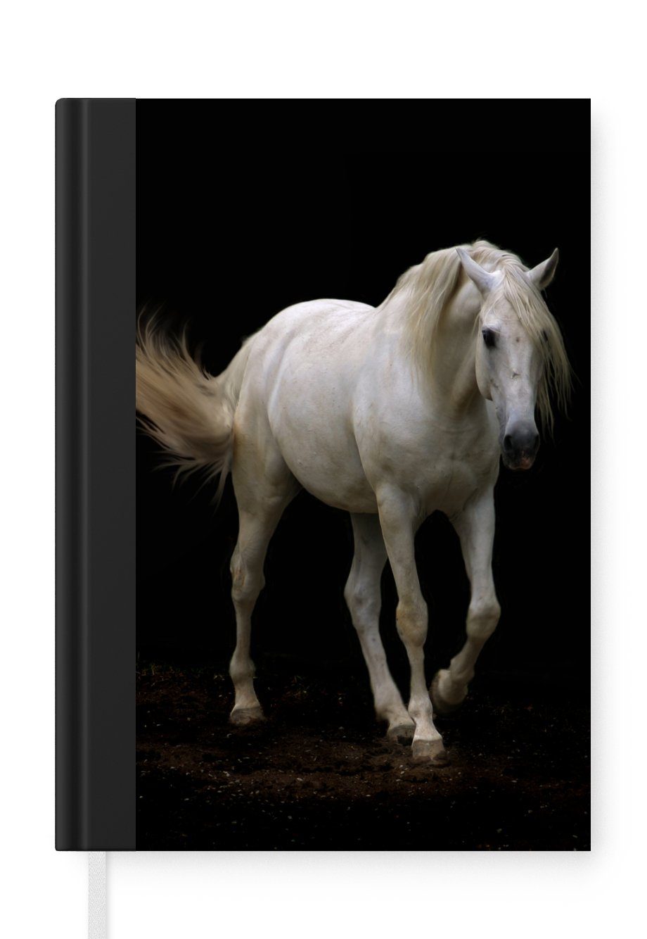MuchoWow Notizbuch Pferde - Nutztiere - Schwarz, Journal, Merkzettel, Tagebuch, Notizheft, A5, 98 Seiten, Haushaltsbuch
