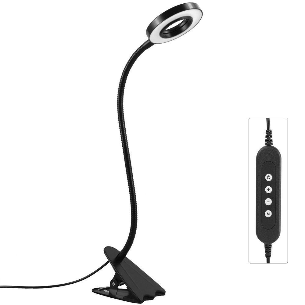 GelldG LED Leselampe LED Augenpflege, Schwanenhals Leselampe 360° Schwarz