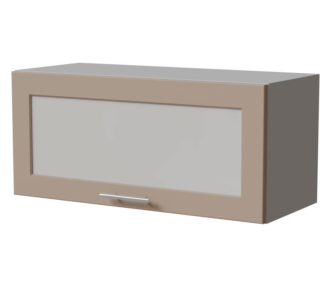 Feldmann-Wohnen Klapphängeschrank Brerra (W4BS/80 WKF, 1 Klappe mit Milchglaseinsatz, innen 1 Fach, 1-St., moderne Optik, lackierte Fronten, 80x32,5x36cm) grau / RAL 1019 graubeige Matt