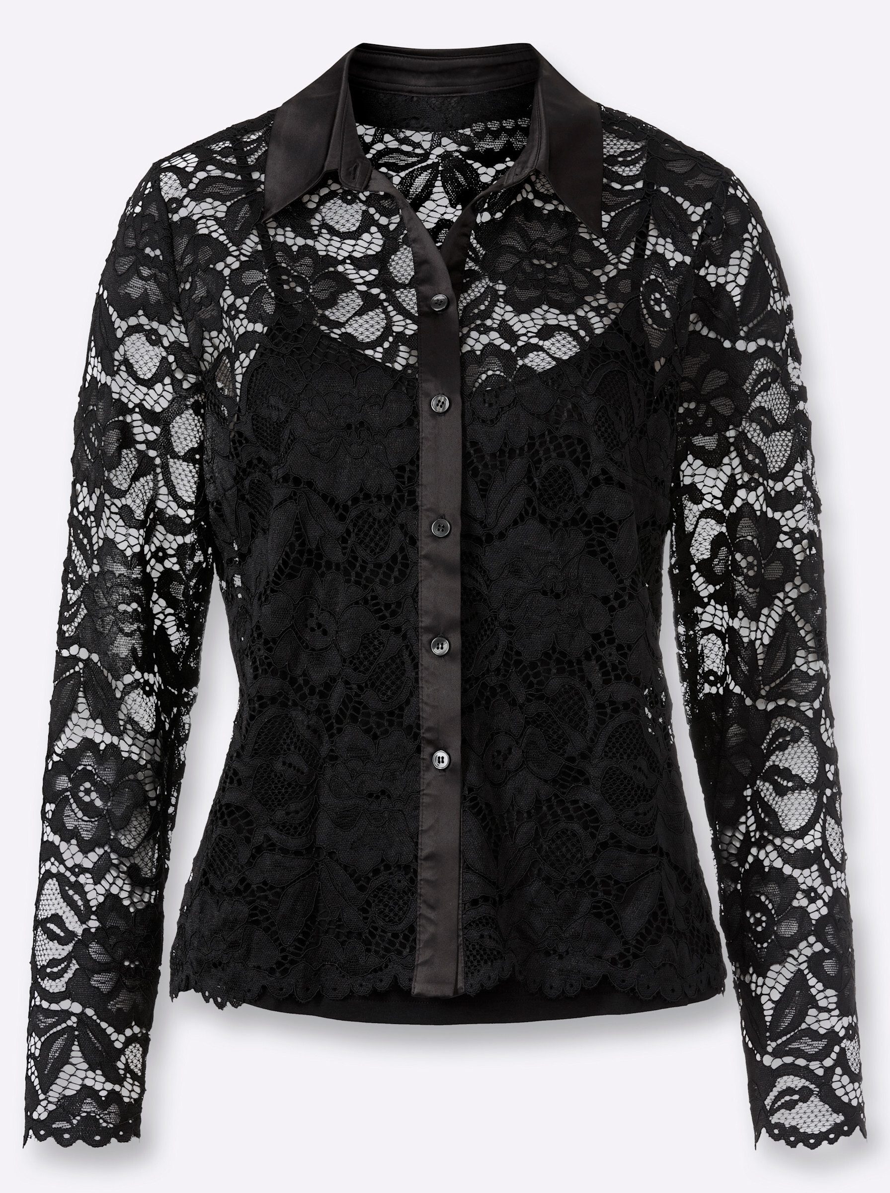 heine Klassische Bluse Spitzen-Bluse Langarm