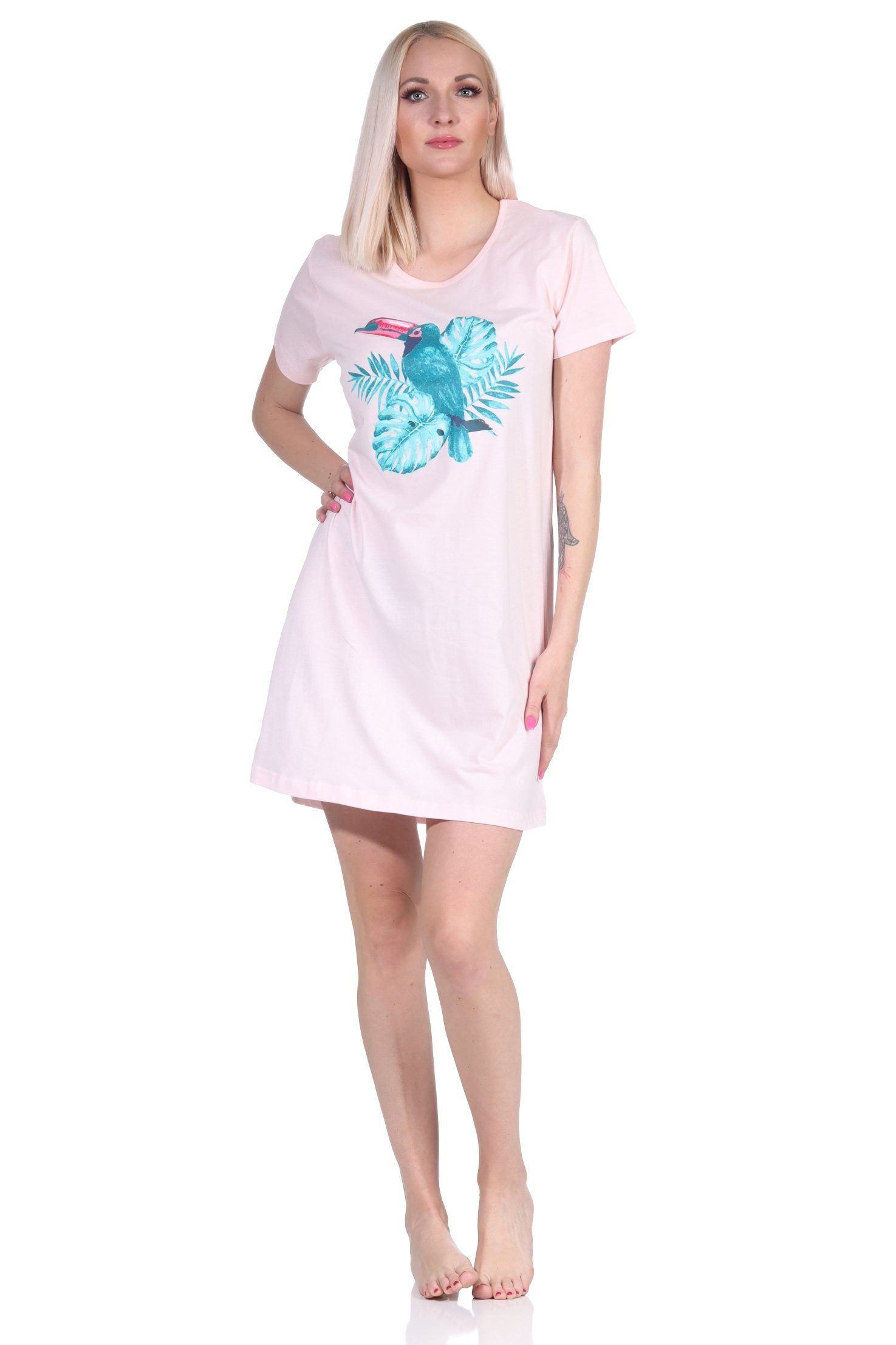 Normann Nachthemd Damen 2er Pack kurzarm Schlafshirt Nachthemd Designs in farbenfrohen
