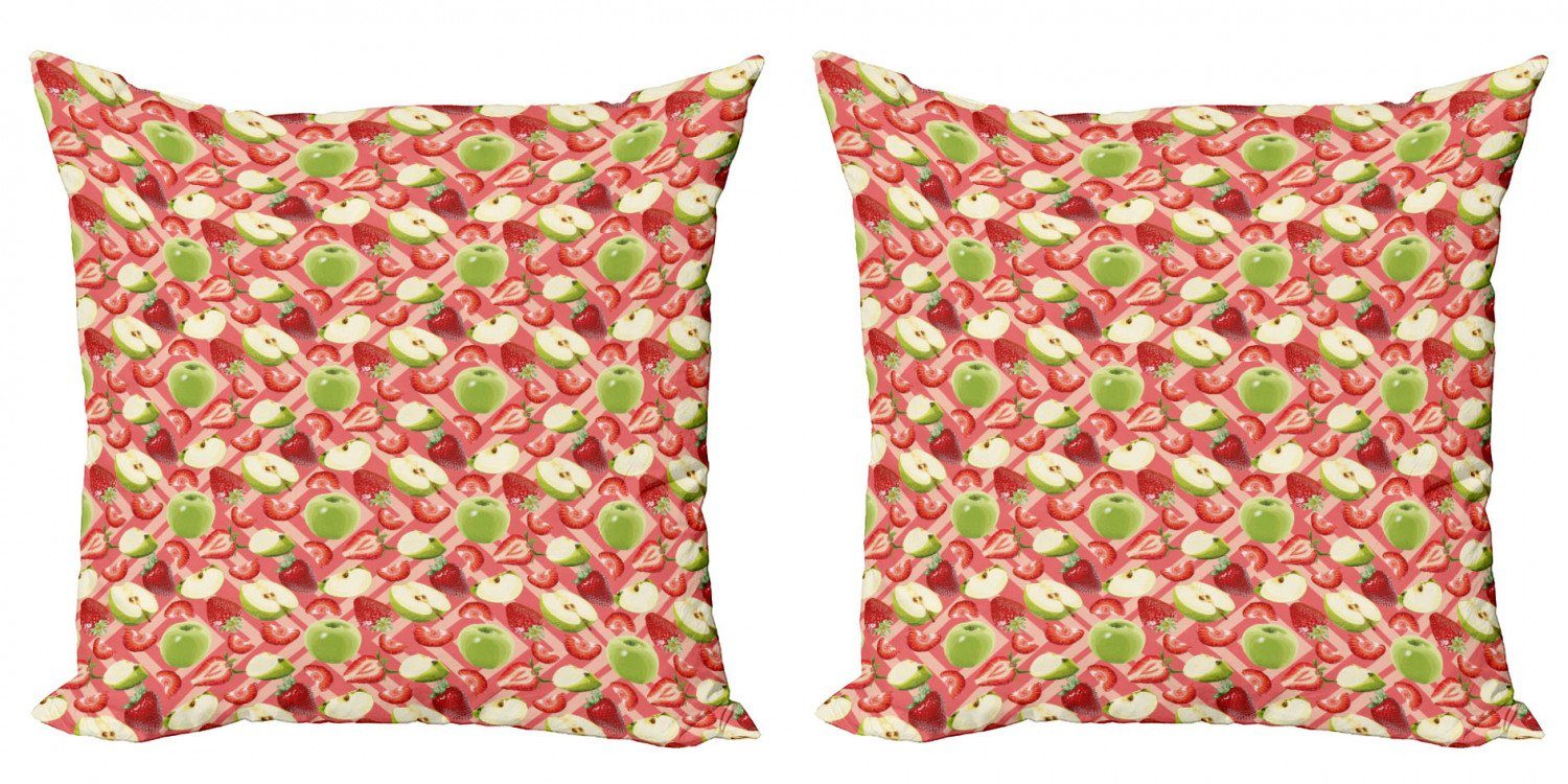 Kissenbezüge Modern Accent Doppelseitiger Digitaldruck, Abakuhaus (2 Stück), Obst Äpfel und Erdbeeren Bild
