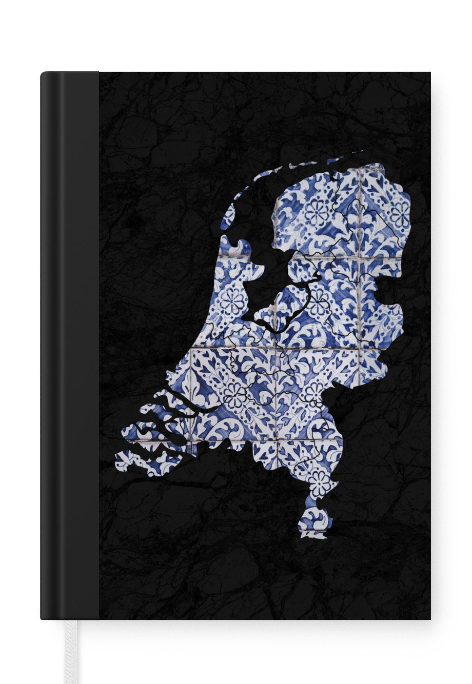 MuchoWow Notizbuch Karte - Niederlande - Delfter Blau, Journal, Merkzettel, Tagebuch, Notizheft, A5, 98 Seiten, Haushaltsbuch