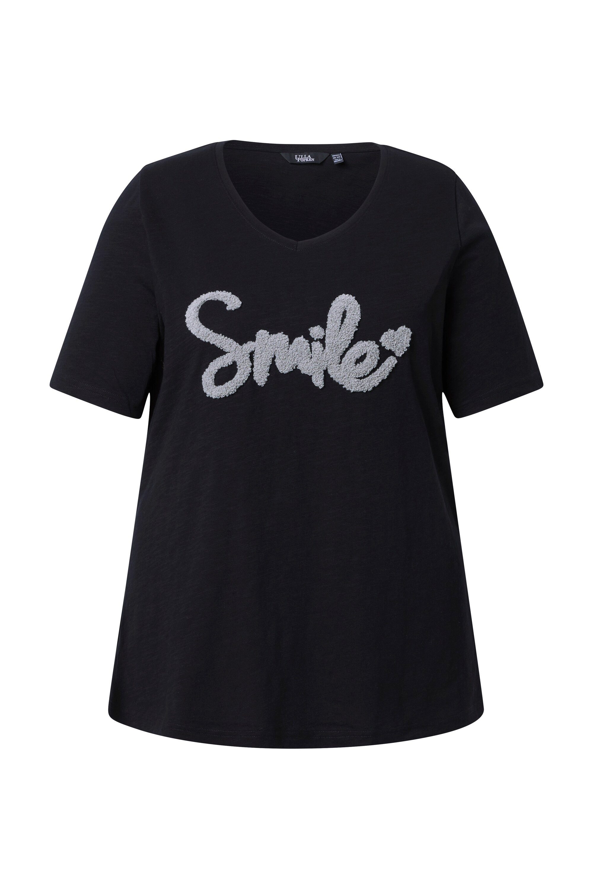 Ulla Popken T-Shirt T-Shirt Smile Classic V-Ausschnitt Halbarm günstig online kaufen