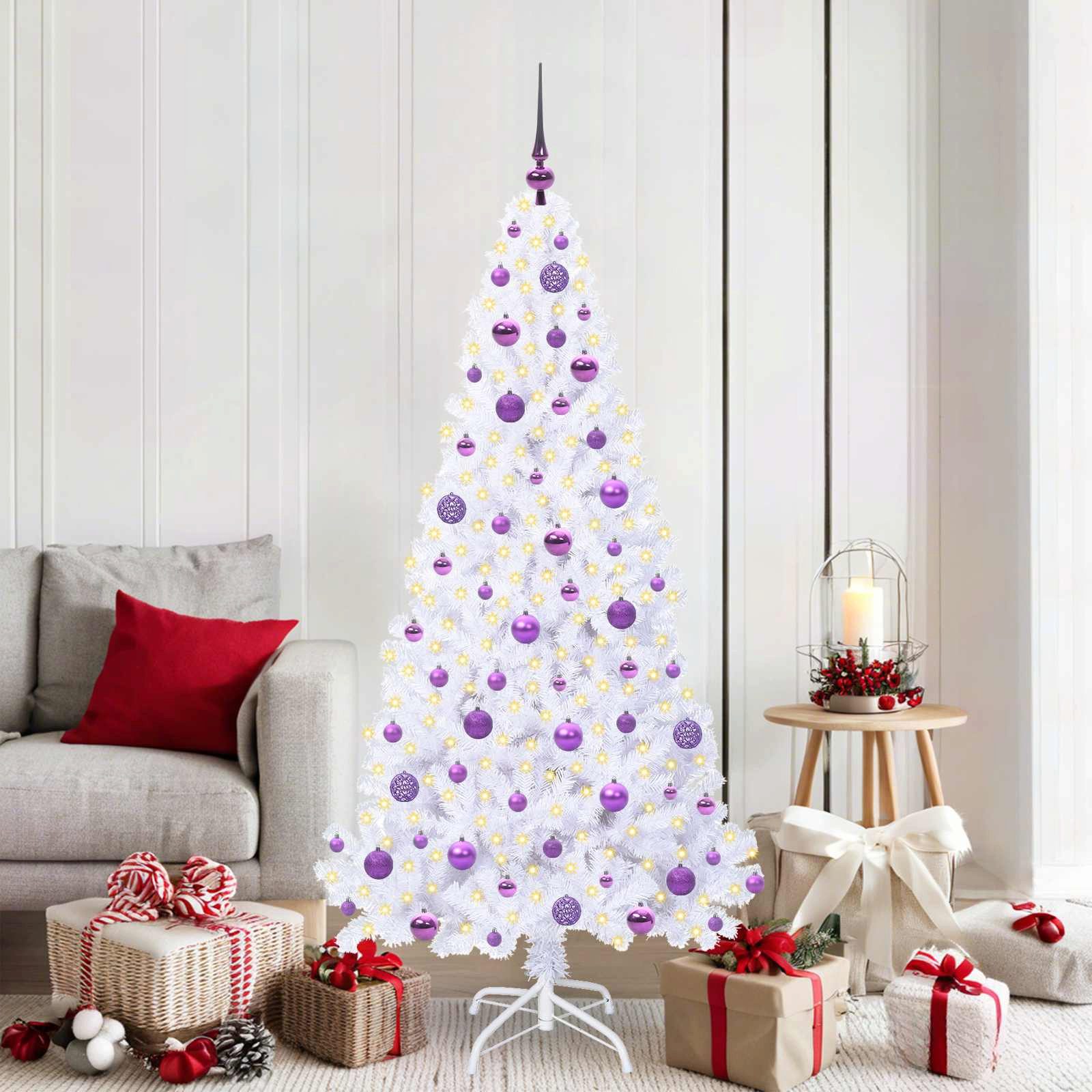 vidaXL Künstlicher Weihnachtsbaum Künstlicher Weihnachtsbaum Weiß 180 cm PVC und Stahl