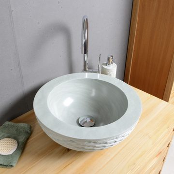 wohnfreuden Aufsatzwaschbecken Sandstein Waschbecken BB5 40 cm gehämmert (Kein Set), 40317