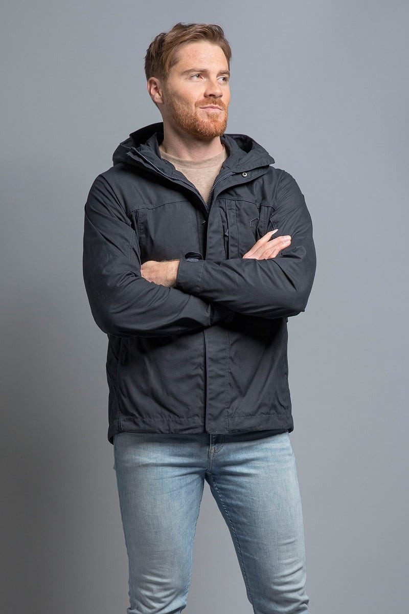 TATONKA® Funktionsjacke Übergangsjacke Jesper Hooded aus Baumwollmischgewebe dunkelblau Herren