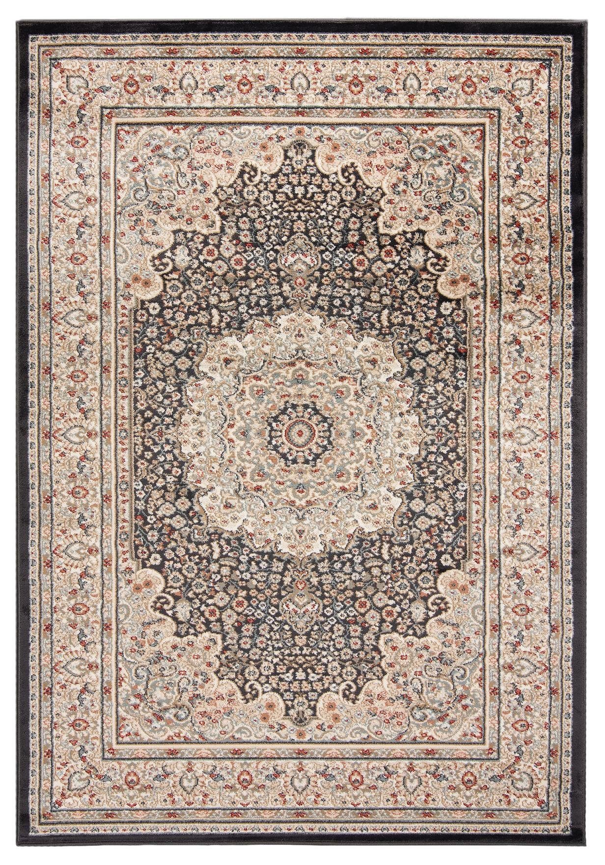 Mazovia Orientteppich Oriente Teppich - Traditioneller Teppich Orient Beige Schwarz, 60 x 100 cm, Geeignet für Fußbodenheizung, Pflegeleicht, Wohnzimmerteppich