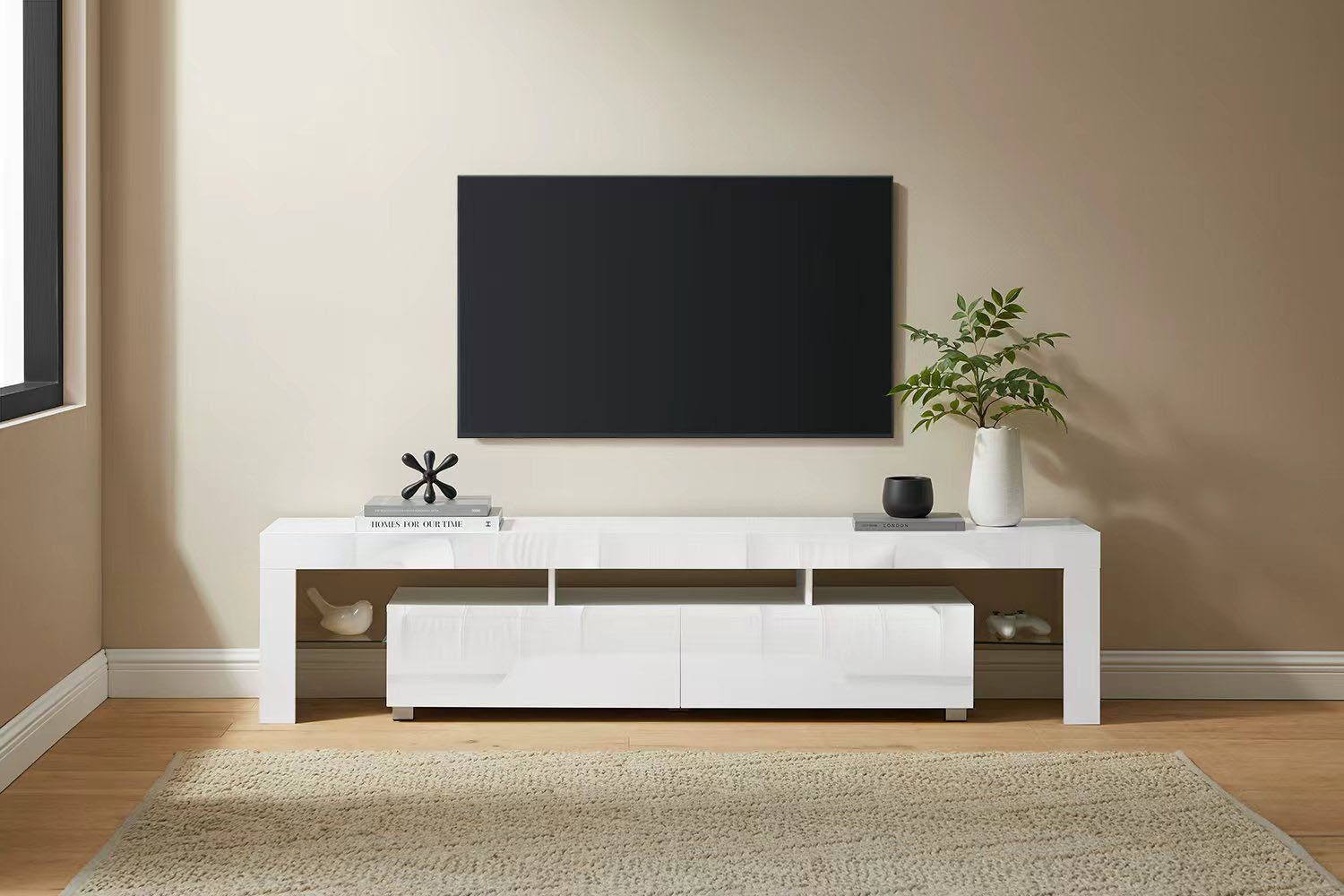 INOSIGN TV-Board Cassy, Hochglanz-Fronten, viel Stauraum und Metallschienen, Breite 200 cm