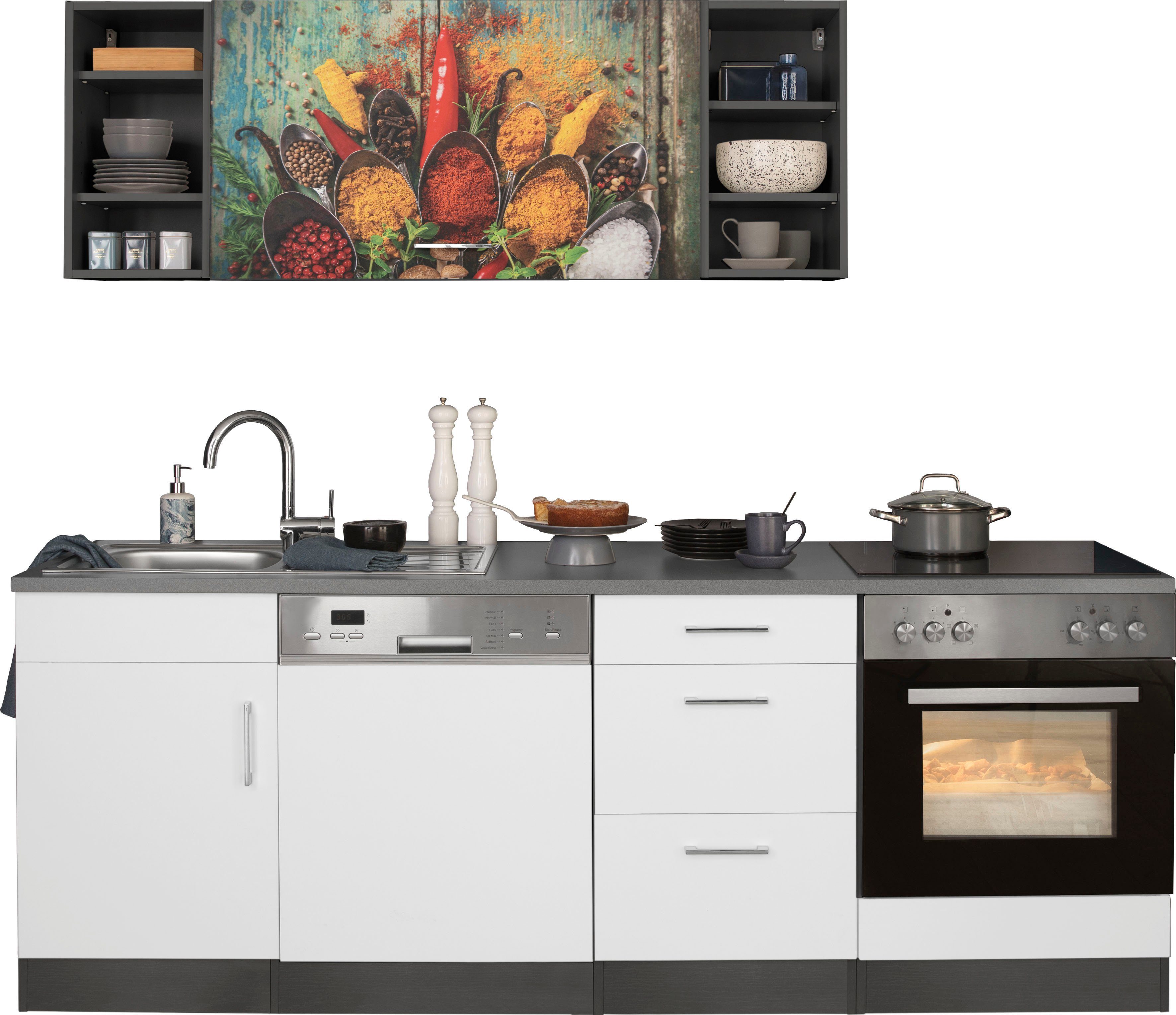 KOCHSTATION Кухниzeile KS-Paris, ohne E-Geräte, Breite 220 cm