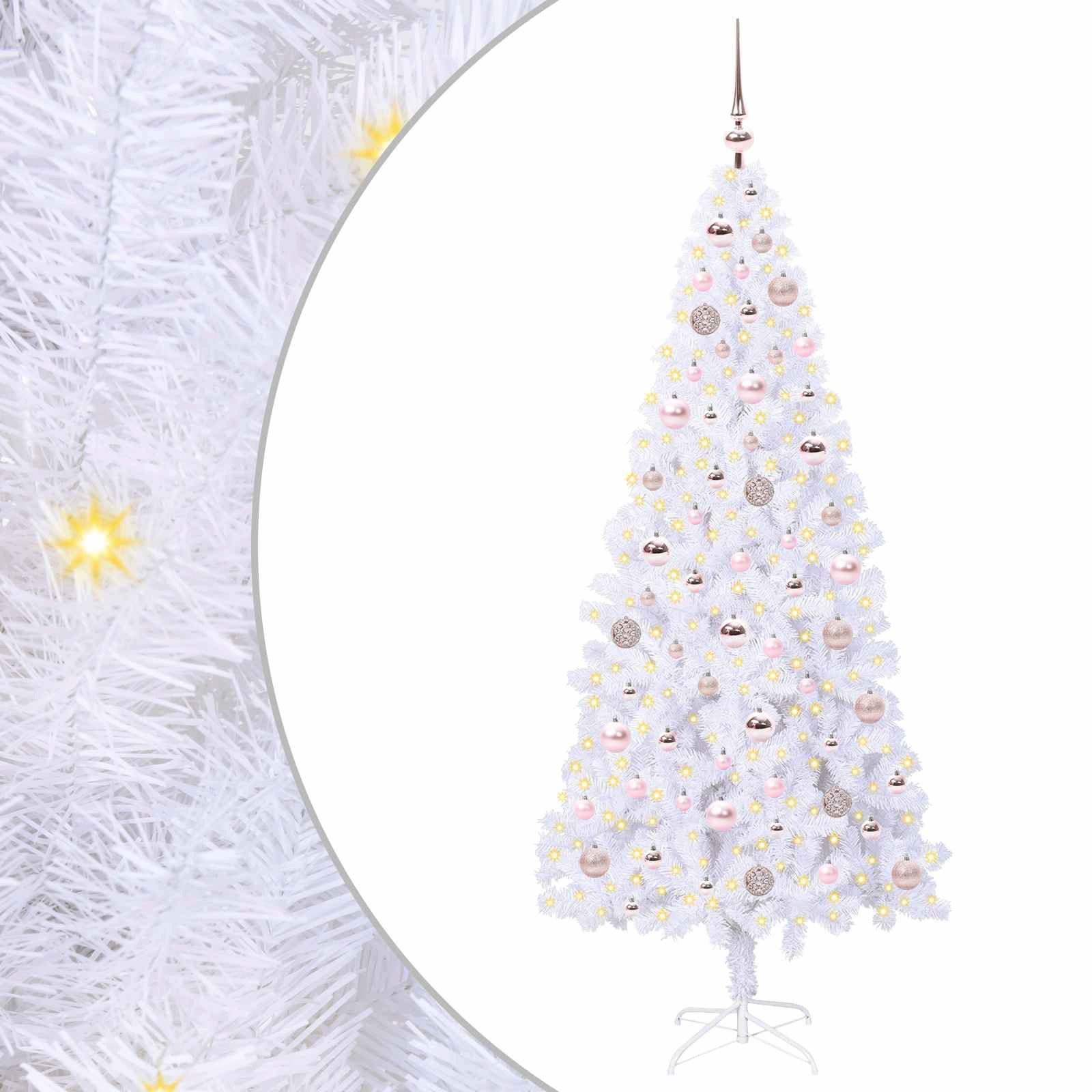 vidaXL Künstlicher Weihnachtsbaum Künstlicher Weihnachtsbaum Weiß 180 cm PVC und Stahl