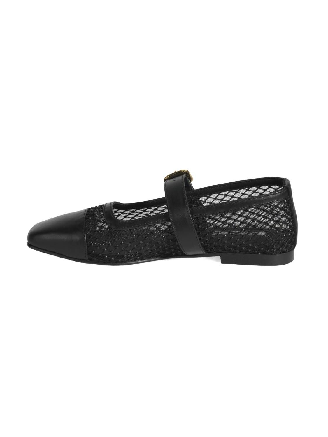 Desa Damen-Ballerinas – Obermaterial Leder, Textilfutter, Schnallenverschl Ballettschuh