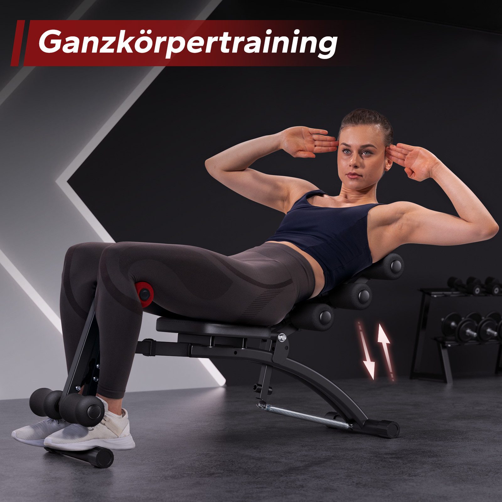 MERACH Bauchtrainer Multi-Function Bauchmuskeltrainer für Zuhause bis 136kg (4-fach verstellbar, klappbar, Stabile Struktur, Ab- und Beinübungen, 1-St., Ergonomisches Design, verstärkte Stahlkonstruktion, extra Polsterung), ideal für Ganzkörpertraining, geeignet für alle Körpergrößen