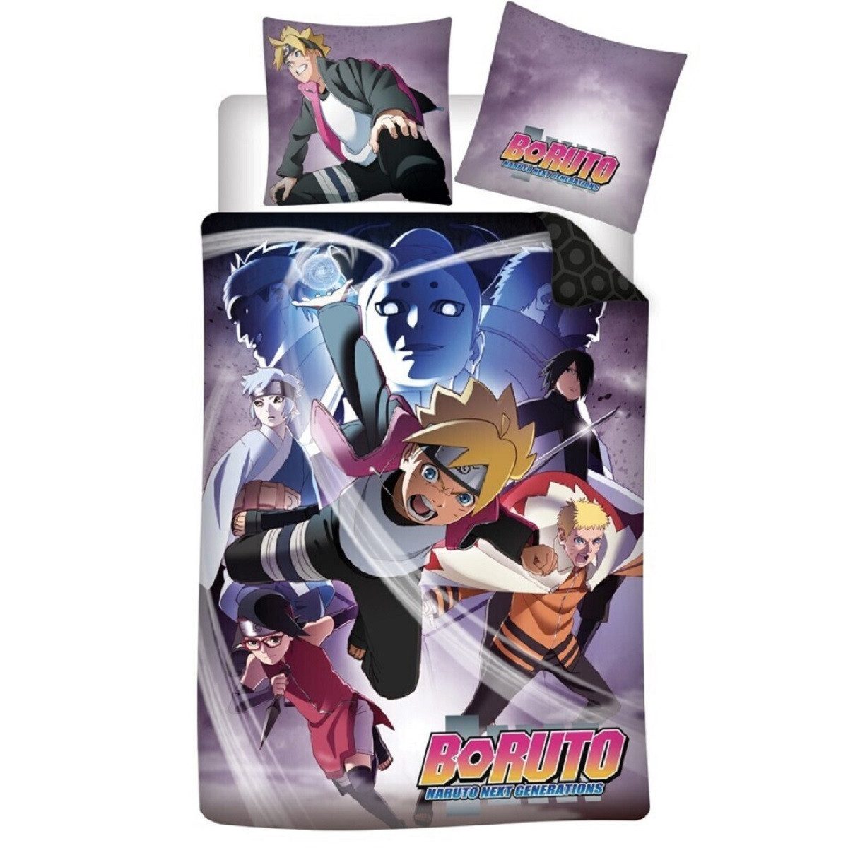 Boruto Bettwäsche -Set 140x200 cm + 65x65 cm – 100% Baumwolle für Anime-Fans